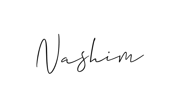 Use a signature maker to create a handwritten signature online. With this signature software, you can design (Allison_Script) your own signature for name Nashim. Nashim signature style 2 images and pictures png