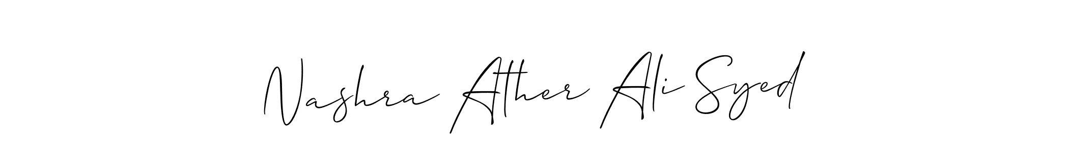 You can use this online signature creator to create a handwritten signature for the name Nashra Ather Ali Syed. This is the best online autograph maker. Nashra Ather Ali Syed signature style 2 images and pictures png