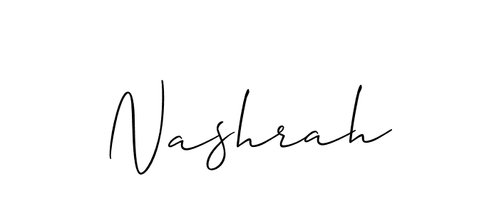 How to make Nashrah name signature. Use Allison_Script style for creating short signs online. This is the latest handwritten sign. Nashrah signature style 2 images and pictures png