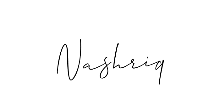It looks lik you need a new signature style for name Nashriq. Design unique handwritten (Allison_Script) signature with our free signature maker in just a few clicks. Nashriq signature style 2 images and pictures png
