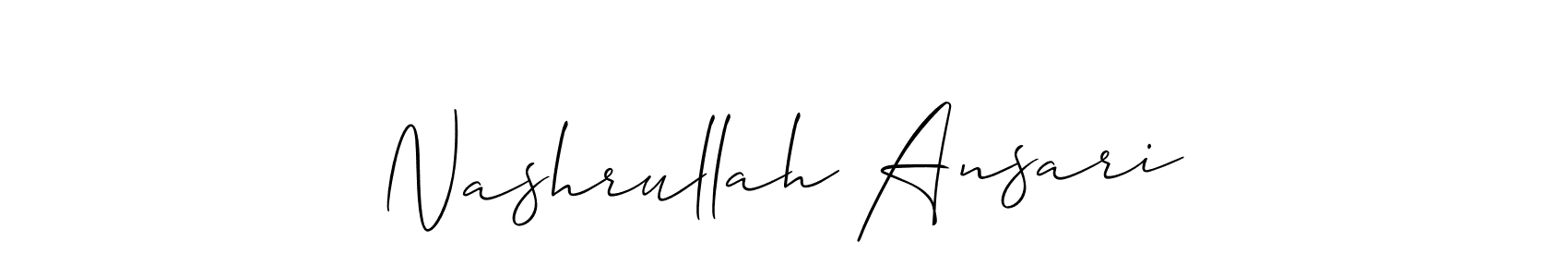Create a beautiful signature design for name Nashrullah Ansari. With this signature (Allison_Script) fonts, you can make a handwritten signature for free. Nashrullah Ansari signature style 2 images and pictures png