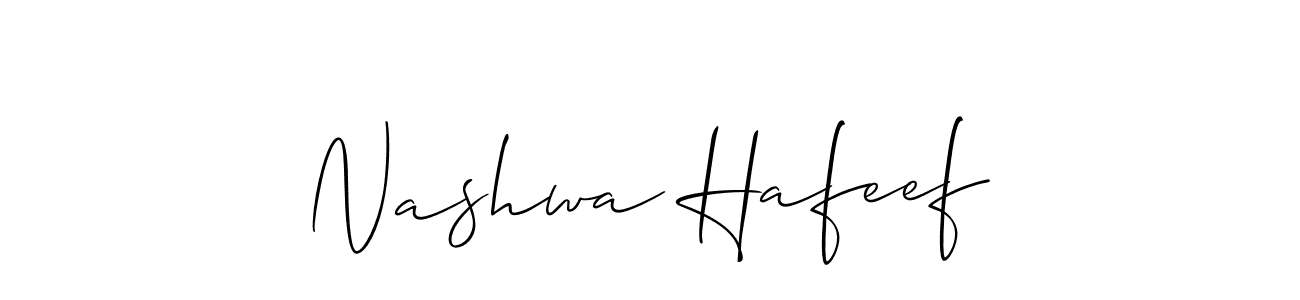 Make a beautiful signature design for name Nashwa Hafeef. With this signature (Allison_Script) style, you can create a handwritten signature for free. Nashwa Hafeef signature style 2 images and pictures png