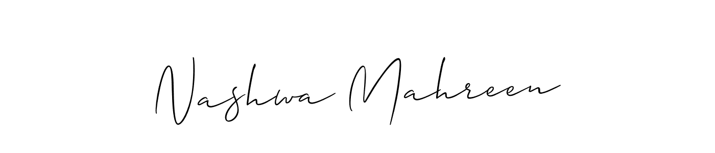 Also You can easily find your signature by using the search form. We will create Nashwa Mahreen name handwritten signature images for you free of cost using Allison_Script sign style. Nashwa Mahreen signature style 2 images and pictures png