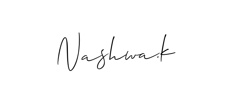 How to make Nashwa.k signature? Allison_Script is a professional autograph style. Create handwritten signature for Nashwa.k name. Nashwa.k signature style 2 images and pictures png