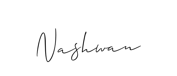 Use a signature maker to create a handwritten signature online. With this signature software, you can design (Allison_Script) your own signature for name Nashwan. Nashwan signature style 2 images and pictures png