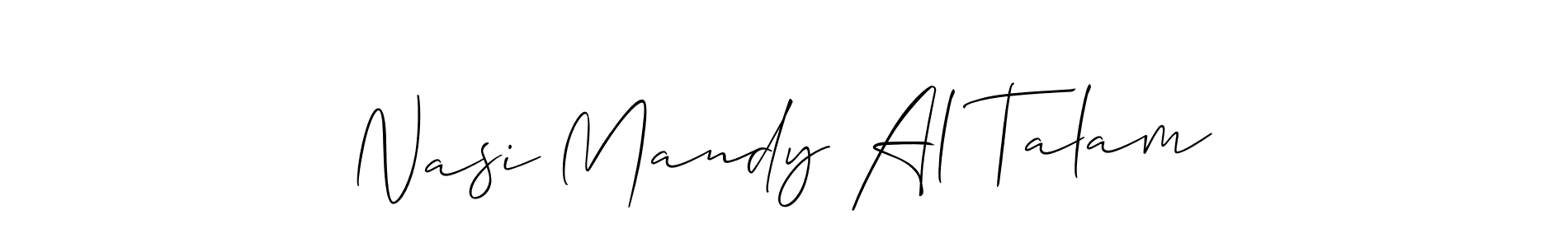 Make a beautiful signature design for name Nasi Mandy Al Talam. With this signature (Allison_Script) style, you can create a handwritten signature for free. Nasi Mandy Al Talam signature style 2 images and pictures png