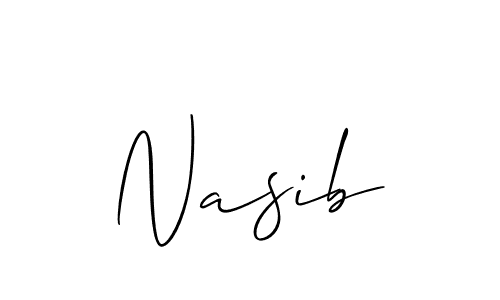 Create a beautiful signature design for name Nasib. With this signature (Allison_Script) fonts, you can make a handwritten signature for free. Nasib signature style 2 images and pictures png