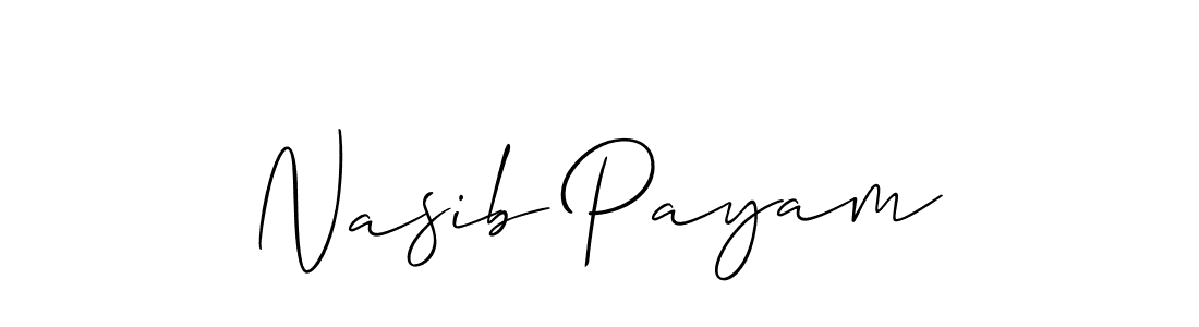 Nasib Payam stylish signature style. Best Handwritten Sign (Allison_Script) for my name. Handwritten Signature Collection Ideas for my name Nasib Payam. Nasib Payam signature style 2 images and pictures png