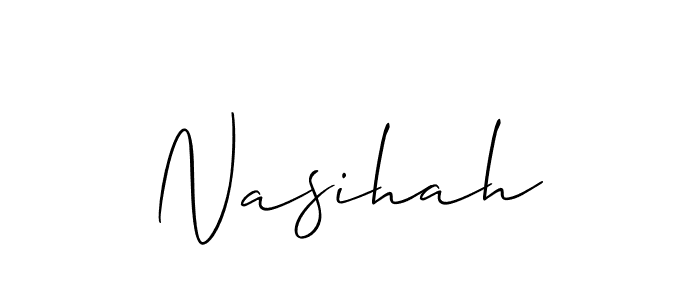 Make a beautiful signature design for name Nasihah. With this signature (Allison_Script) style, you can create a handwritten signature for free. Nasihah signature style 2 images and pictures png