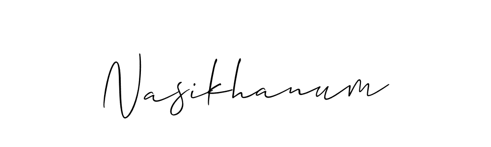 Similarly Allison_Script is the best handwritten signature design. Signature creator online .You can use it as an online autograph creator for name Nasikhanum. Nasikhanum signature style 2 images and pictures png