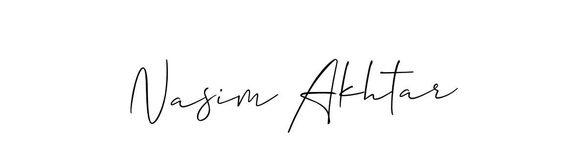 This is the best signature style for the Nasim Akhtar name. Also you like these signature font (Allison_Script). Mix name signature. Nasim Akhtar signature style 2 images and pictures png