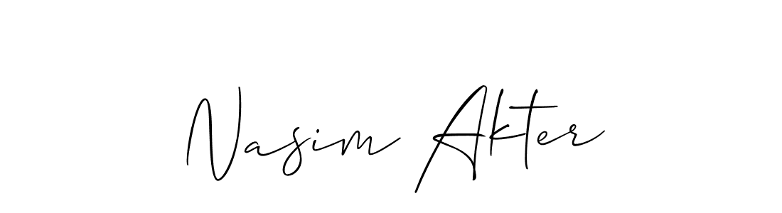 Design your own signature with our free online signature maker. With this signature software, you can create a handwritten (Allison_Script) signature for name Nasim Akter. Nasim Akter signature style 2 images and pictures png