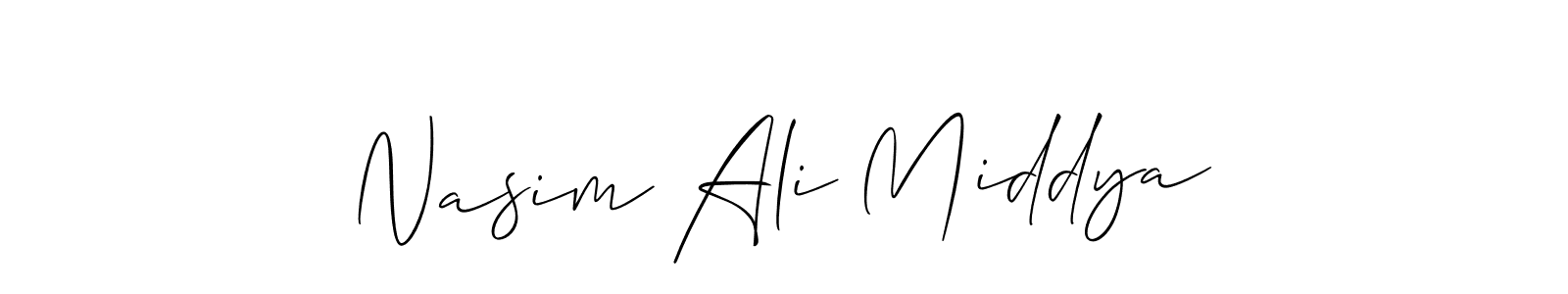 You should practise on your own different ways (Allison_Script) to write your name (Nasim Ali Middya) in signature. don't let someone else do it for you. Nasim Ali Middya signature style 2 images and pictures png