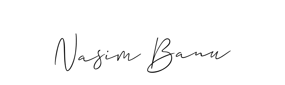 The best way (Allison_Script) to make a short signature is to pick only two or three words in your name. The name Nasim Banu include a total of six letters. For converting this name. Nasim Banu signature style 2 images and pictures png