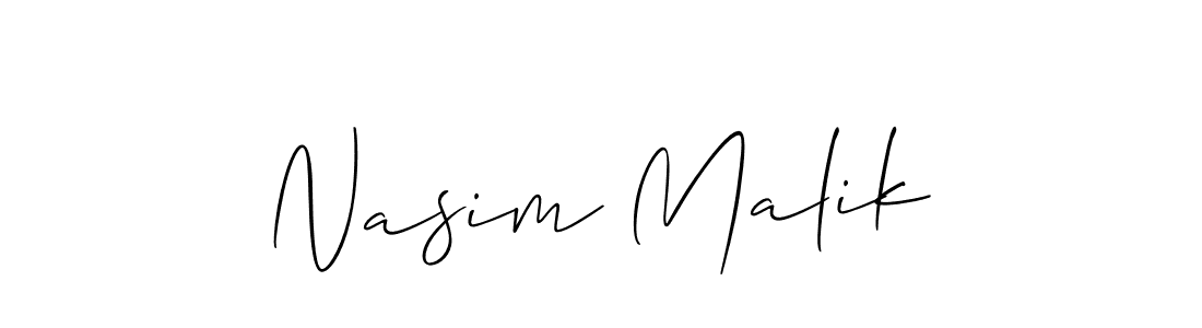 Use a signature maker to create a handwritten signature online. With this signature software, you can design (Allison_Script) your own signature for name Nasim Malik. Nasim Malik signature style 2 images and pictures png