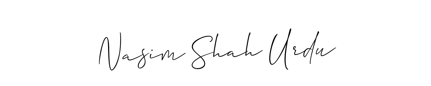 The best way (Allison_Script) to make a short signature is to pick only two or three words in your name. The name Nasim Shah Urdu include a total of six letters. For converting this name. Nasim Shah Urdu signature style 2 images and pictures png