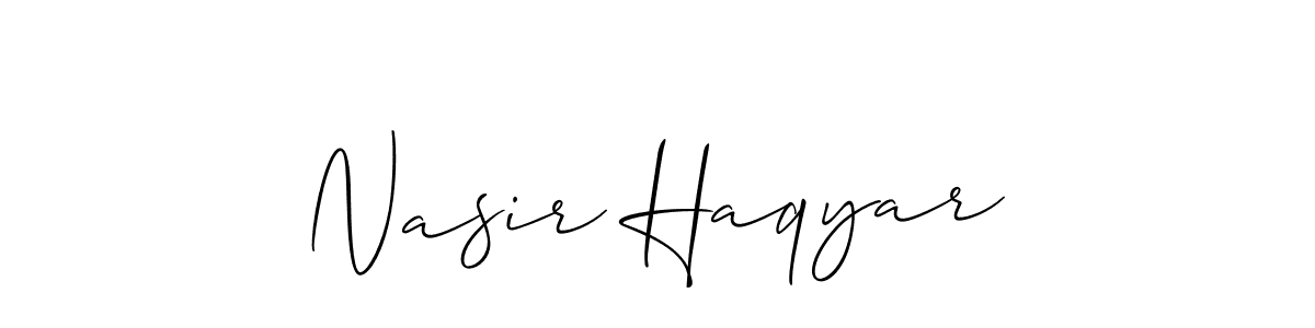 Allison_Script is a professional signature style that is perfect for those who want to add a touch of class to their signature. It is also a great choice for those who want to make their signature more unique. Get Nasir Haqyar name to fancy signature for free. Nasir Haqyar signature style 2 images and pictures png