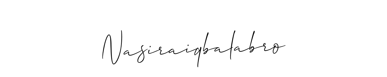 Use a signature maker to create a handwritten signature online. With this signature software, you can design (Allison_Script) your own signature for name Nasiraiqbalabro. Nasiraiqbalabro signature style 2 images and pictures png