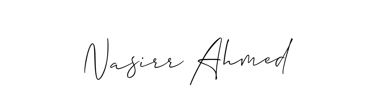 Also You can easily find your signature by using the search form. We will create Nasirr Ahmed name handwritten signature images for you free of cost using Allison_Script sign style. Nasirr Ahmed signature style 2 images and pictures png