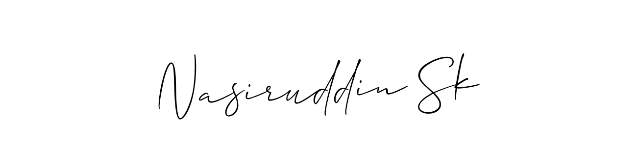 The best way (Allison_Script) to make a short signature is to pick only two or three words in your name. The name Nasiruddin Sk include a total of six letters. For converting this name. Nasiruddin Sk signature style 2 images and pictures png