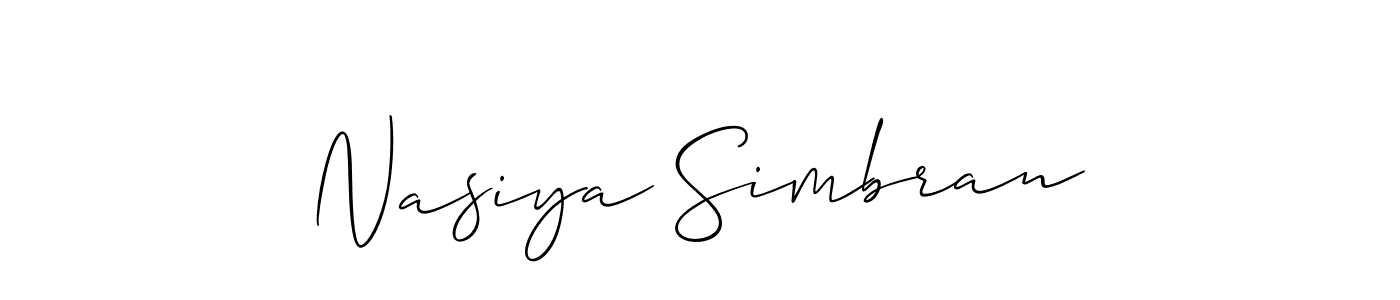 Use a signature maker to create a handwritten signature online. With this signature software, you can design (Allison_Script) your own signature for name Nasiya Simbran. Nasiya Simbran signature style 2 images and pictures png