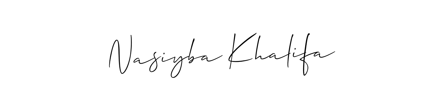 Design your own signature with our free online signature maker. With this signature software, you can create a handwritten (Allison_Script) signature for name Nasiyba Khalifa. Nasiyba Khalifa signature style 2 images and pictures png