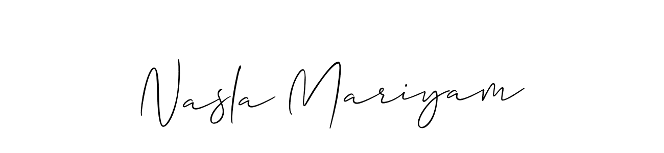 You should practise on your own different ways (Allison_Script) to write your name (Nasla Mariyam) in signature. don't let someone else do it for you. Nasla Mariyam signature style 2 images and pictures png