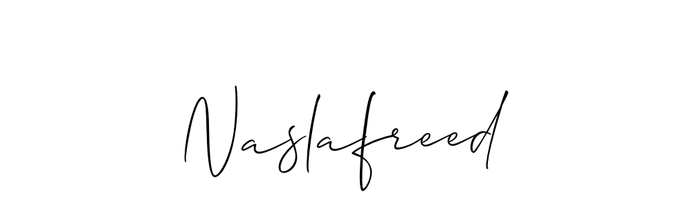 Make a beautiful signature design for name Naslafreed. With this signature (Allison_Script) style, you can create a handwritten signature for free. Naslafreed signature style 2 images and pictures png