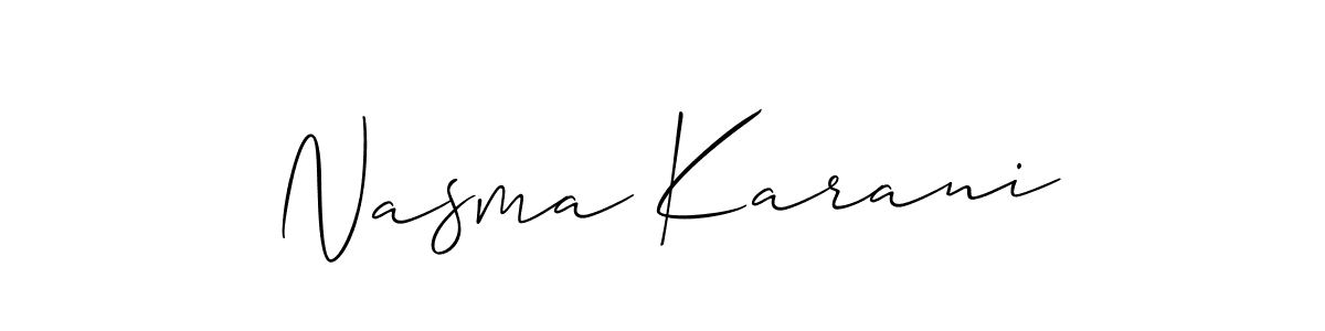 Design your own signature with our free online signature maker. With this signature software, you can create a handwritten (Allison_Script) signature for name Nasma Karani. Nasma Karani signature style 2 images and pictures png