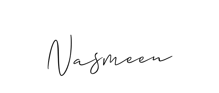 Create a beautiful signature design for name Nasmeen. With this signature (Allison_Script) fonts, you can make a handwritten signature for free. Nasmeen signature style 2 images and pictures png