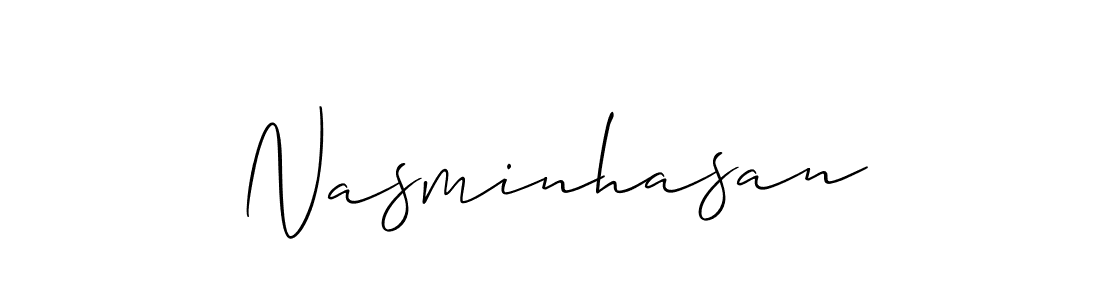 It looks lik you need a new signature style for name Nasminhasan. Design unique handwritten (Allison_Script) signature with our free signature maker in just a few clicks. Nasminhasan signature style 2 images and pictures png