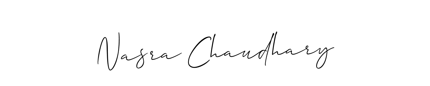 Allison_Script is a professional signature style that is perfect for those who want to add a touch of class to their signature. It is also a great choice for those who want to make their signature more unique. Get Nasra Chaudhary name to fancy signature for free. Nasra Chaudhary signature style 2 images and pictures png
