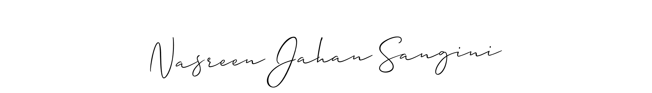 Similarly Allison_Script is the best handwritten signature design. Signature creator online .You can use it as an online autograph creator for name Nasreen Jahan Sangini. Nasreen Jahan Sangini signature style 2 images and pictures png