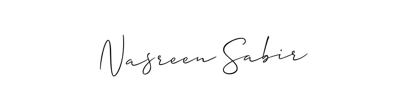 Allison_Script is a professional signature style that is perfect for those who want to add a touch of class to their signature. It is also a great choice for those who want to make their signature more unique. Get Nasreen Sabir name to fancy signature for free. Nasreen Sabir signature style 2 images and pictures png