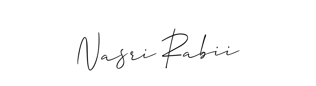 The best way (Allison_Script) to make a short signature is to pick only two or three words in your name. The name Nasri Rabii include a total of six letters. For converting this name. Nasri Rabii signature style 2 images and pictures png