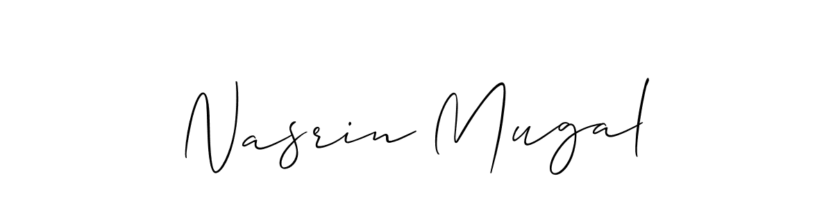 Make a short Nasrin Mugal signature style. Manage your documents anywhere anytime using Allison_Script. Create and add eSignatures, submit forms, share and send files easily. Nasrin Mugal signature style 2 images and pictures png