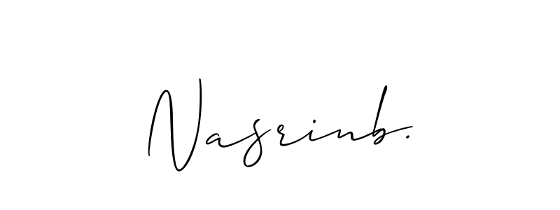 The best way (Allison_Script) to make a short signature is to pick only two or three words in your name. The name Nasrinb. include a total of six letters. For converting this name. Nasrinb. signature style 2 images and pictures png