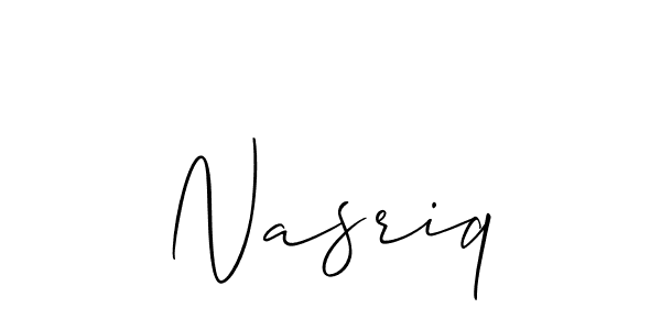 Create a beautiful signature design for name Nasriq. With this signature (Allison_Script) fonts, you can make a handwritten signature for free. Nasriq signature style 2 images and pictures png