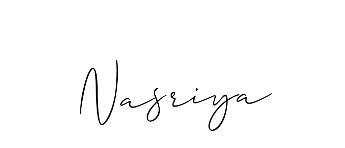 Design your own signature with our free online signature maker. With this signature software, you can create a handwritten (Allison_Script) signature for name Nasriya. Nasriya signature style 2 images and pictures png