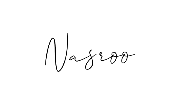 Design your own signature with our free online signature maker. With this signature software, you can create a handwritten (Allison_Script) signature for name Nasroo. Nasroo signature style 2 images and pictures png