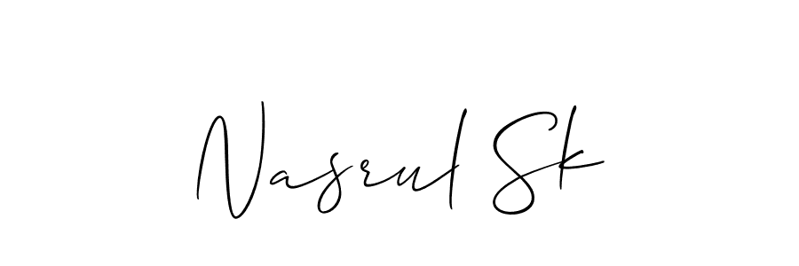 The best way (Allison_Script) to make a short signature is to pick only two or three words in your name. The name Nasrul Sk include a total of six letters. For converting this name. Nasrul Sk signature style 2 images and pictures png