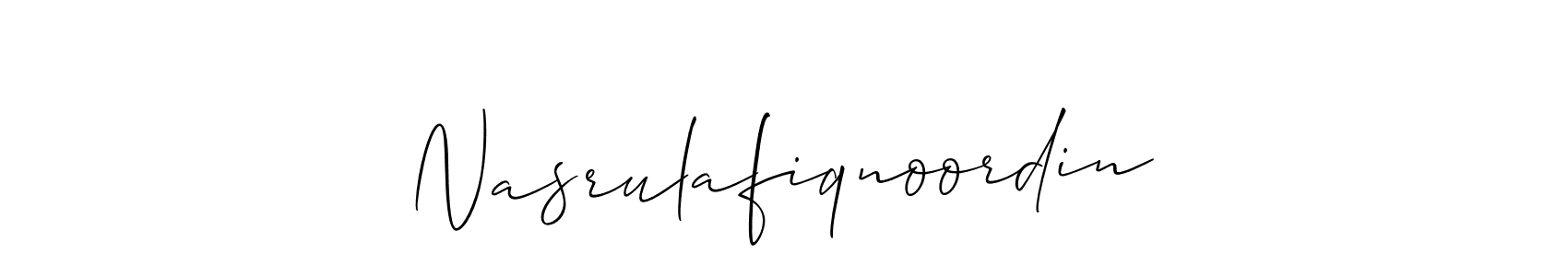 You should practise on your own different ways (Allison_Script) to write your name (Nasrulafiqnoordin) in signature. don't let someone else do it for you. Nasrulafiqnoordin signature style 2 images and pictures png