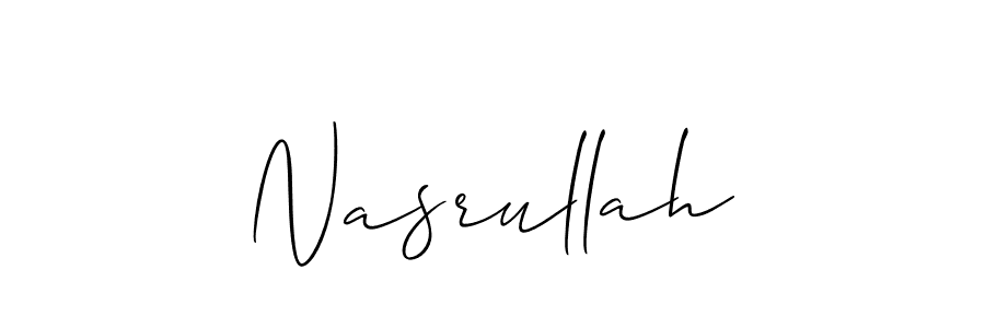 Use a signature maker to create a handwritten signature online. With this signature software, you can design (Allison_Script) your own signature for name Nasrullah. Nasrullah signature style 2 images and pictures png