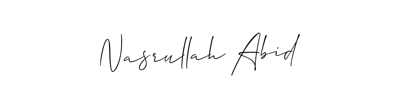 How to make Nasrullah Abid signature? Allison_Script is a professional autograph style. Create handwritten signature for Nasrullah Abid name. Nasrullah Abid signature style 2 images and pictures png