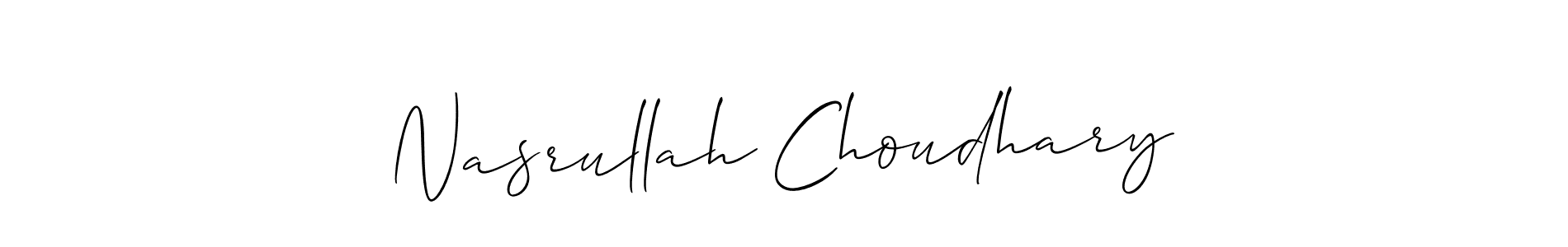 Make a beautiful signature design for name Nasrullah Choudhary. With this signature (Allison_Script) style, you can create a handwritten signature for free. Nasrullah Choudhary signature style 2 images and pictures png