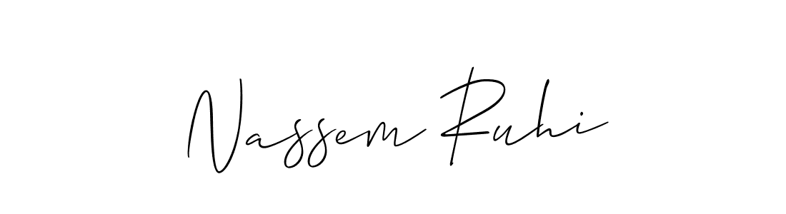 The best way (Allison_Script) to make a short signature is to pick only two or three words in your name. The name Nassem Ruhi include a total of six letters. For converting this name. Nassem Ruhi signature style 2 images and pictures png