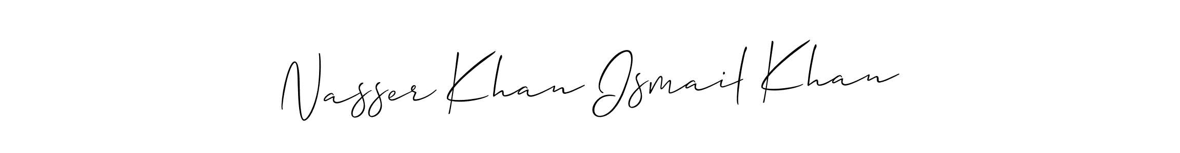 How to make Nasser Khan Ismail Khan name signature. Use Allison_Script style for creating short signs online. This is the latest handwritten sign. Nasser Khan Ismail Khan signature style 2 images and pictures png