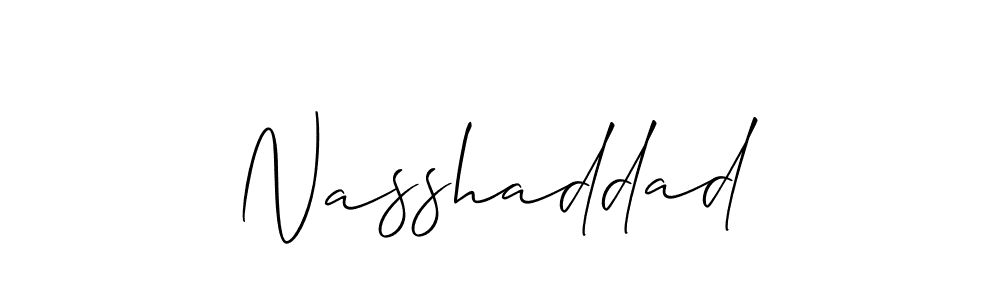 Use a signature maker to create a handwritten signature online. With this signature software, you can design (Allison_Script) your own signature for name Nasshaddad. Nasshaddad signature style 2 images and pictures png