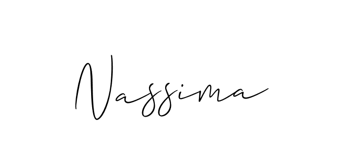 How to make Nassima signature? Allison_Script is a professional autograph style. Create handwritten signature for Nassima name. Nassima signature style 2 images and pictures png