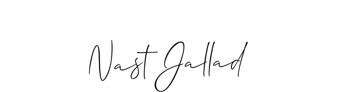 Check out images of Autograph of Nast Jallad name. Actor Nast Jallad Signature Style. Allison_Script is a professional sign style online. Nast Jallad signature style 2 images and pictures png